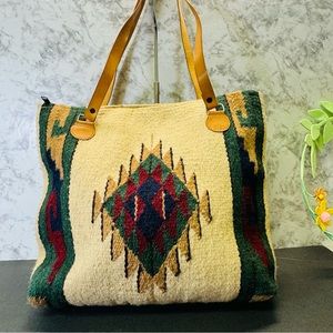 Wool Purse  Modern Hand Woven Large Southwestern Laptop Bag Tote